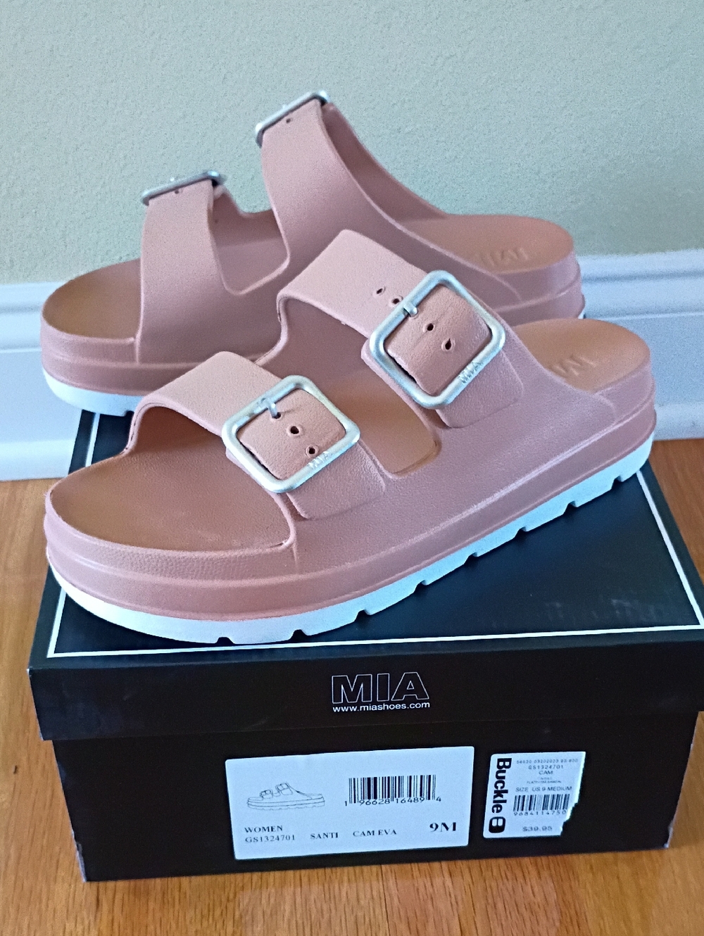 MIA Women's Double Buckle Platform Slide Sandals